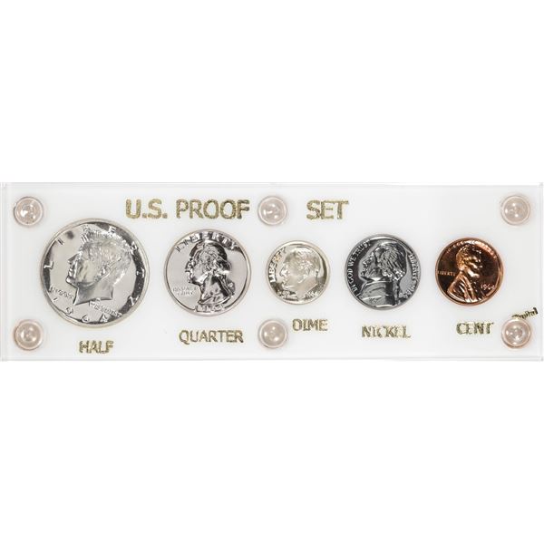 1964 (5) Coin Proof Set with Accented Hair Half Dollar
