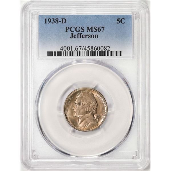 1938-D Jefferson Nickel Coin PCGS MS67