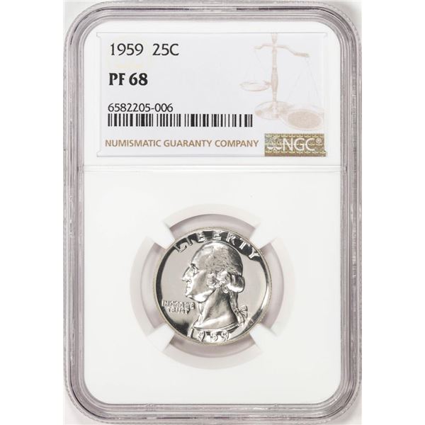 1959 Proof Washington Quarter Coin NGC PF68