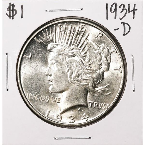 1934-D $1 Peace Silver Dollar Coin