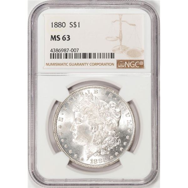 1880 $1 Morgan Silver Dollar Coin NGC MS63