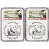 Image 1 : Lot of (2) 2016 China 10 Yuan Silver Panda Coins NGC MS69 One of First 30,000 Struck