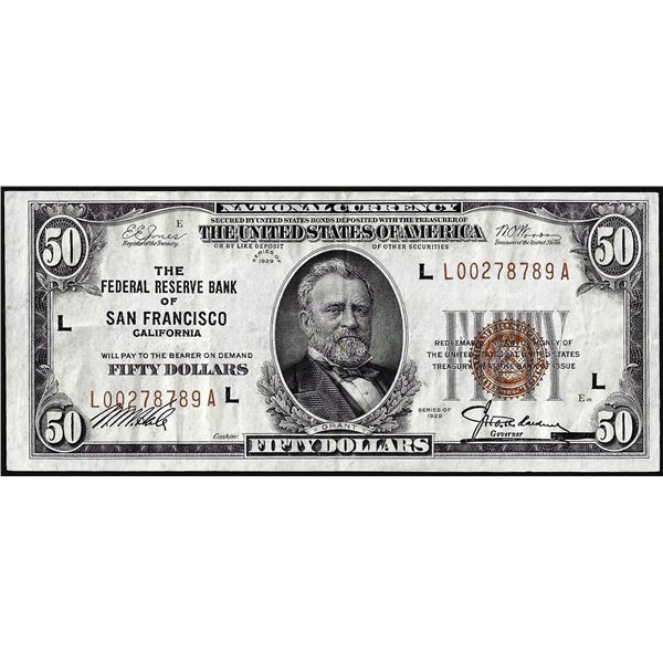 1929 $50 Federal Reserve Note San Francisco