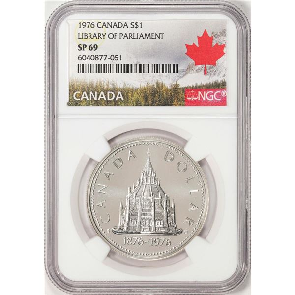 1976 Canada $1 Library of Parliament Silver Dollar Coin NGC SP69
