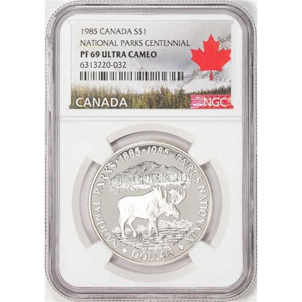 1985 Canada $1 Proof National Parks Centennial Silver Coin NGC PF69 Ultra Cameo