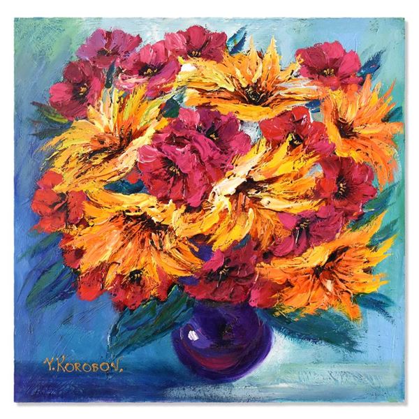 Yana Korobov "Enchanted by Flowers" Original Acrylic on Canvas