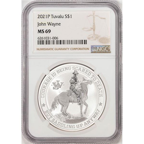 2021P Tuvalu $1 John Wayne Silver Coin NGC MS69