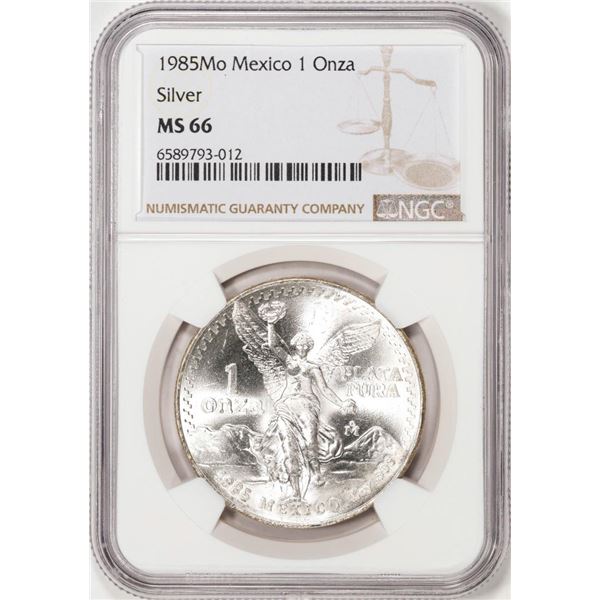 1985Mo Mexico 1 Onza Libertad Silver Coin NGC MS66