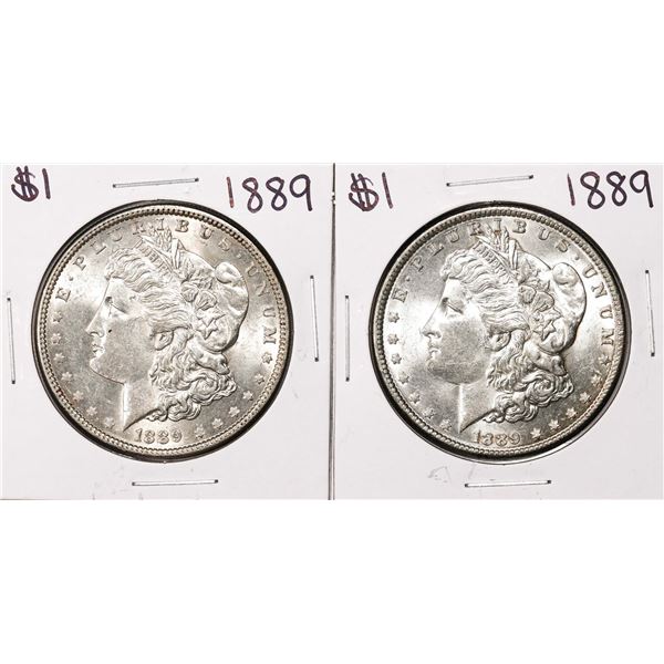 Lot of (2) 1889 $1 Morgan Silver Dollar Coins