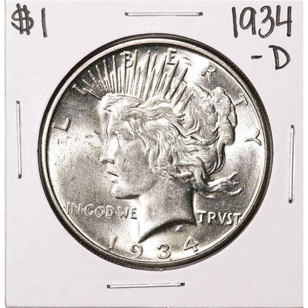 1934-D $1 Peace Silver Dollar Coin