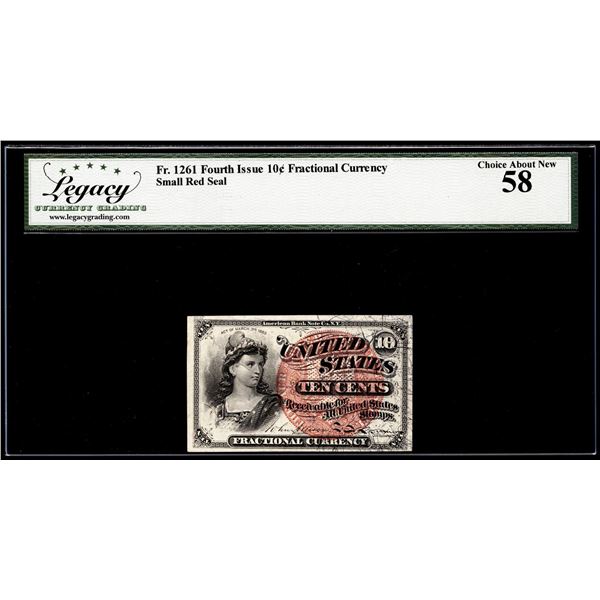 1863 Fourth Issue 10 Cents Fractional Currency Note Fr.1261 Legacy Ch. About New 58