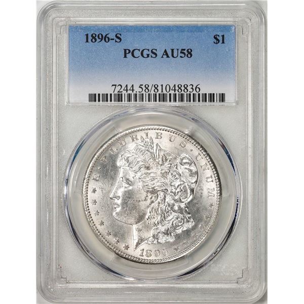 1896-S $1 Morgan Silver Dollar Coin PCGS AU58