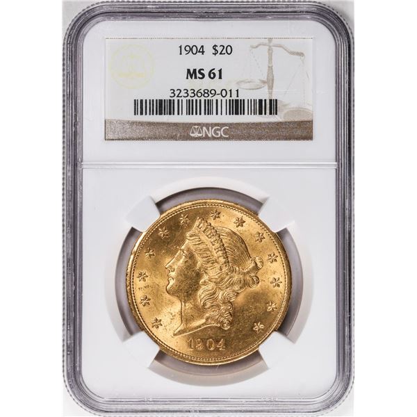1904 $20 Liberty Head Double Eagle Gold Coin NGC MS61