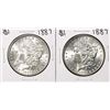 Image 1 : Lot of (2) 1887 $1 Morgan Silver Dollar Coins