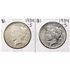 Image 1 : Lot of (2) 1934-S $1 Peace Silver Dollar Coins