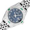 Image 1 : Rolex Ladies Stainless Steel Blue Roman Emerald and Diamond Datejust Wristwatch
