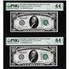 Image 1 : (2) Consecutive 1928 $10 Federal Reserve Notes Fr.2000-H PMG Choice Uncirculated 64EPQ