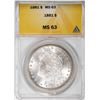 Image 1 : 1881 $1 Morgan Silver Dollar Coin ANACS MS63