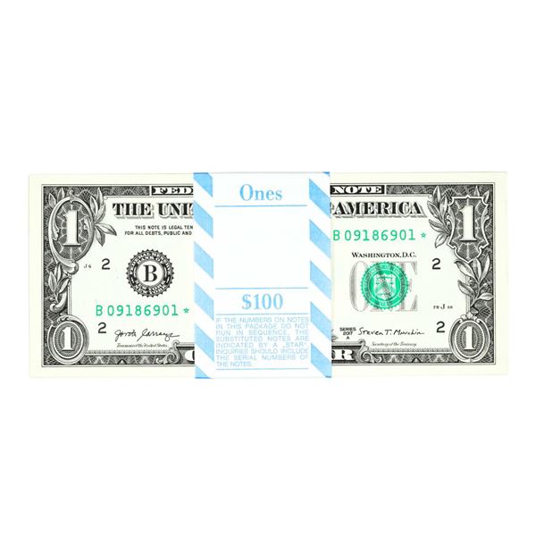 Pack of (100) Consecutive 2017A $1 Federal Reserve STAR Notes New York