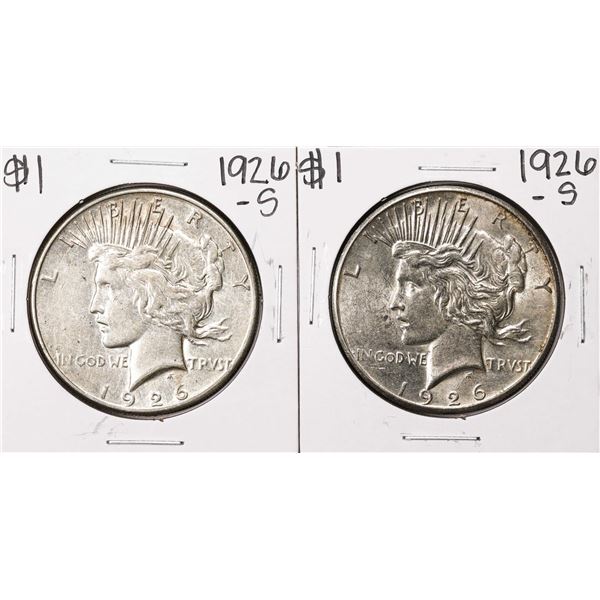 Lot of (2) 1926-S $1 Peace Silver Dollar Coins