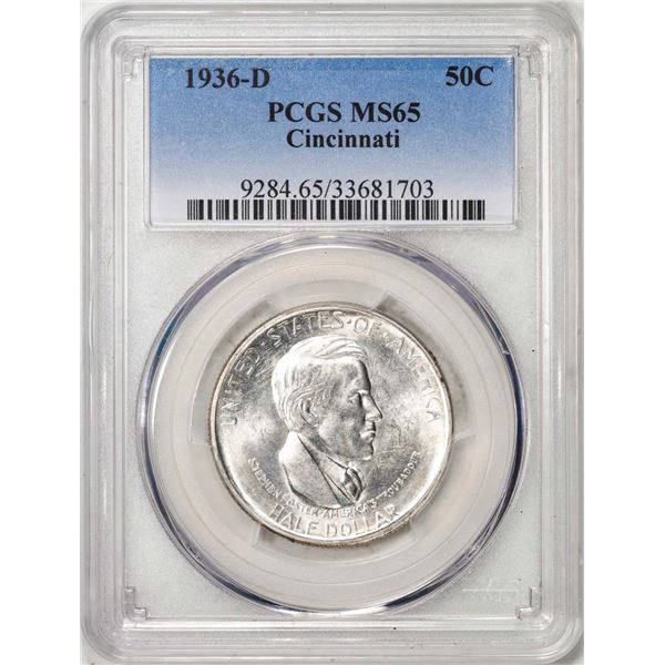 1936-D Cincinnati Commemorative Half Dollar Coin PCGS MS65