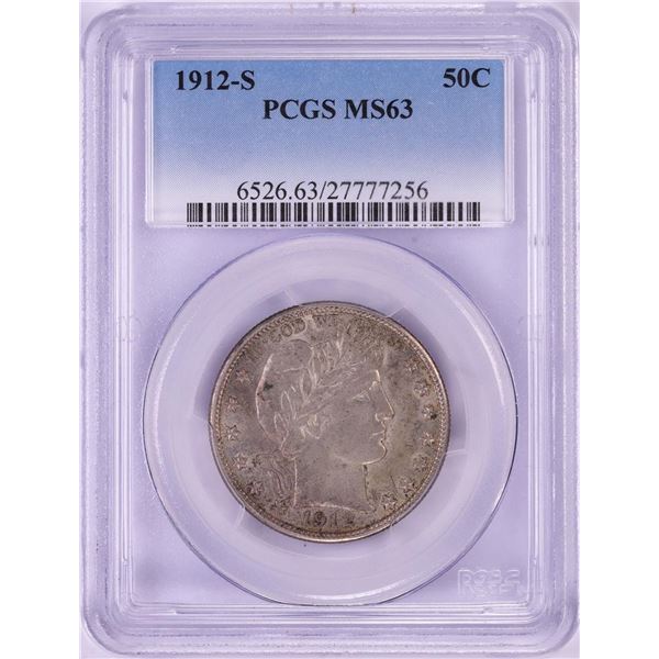 1912-S Barber Quarter Coin PCGS MS63