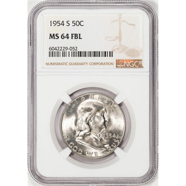 1954-S Franklin Half Dollar Coin NGC MS64FBL