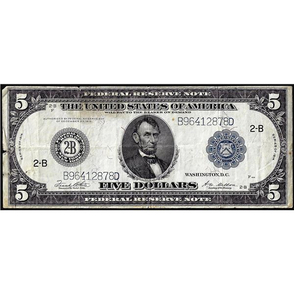 1914 $5 Federal Reserve Note New York