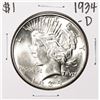 Image 1 : 1934-D $1 Peace Silver Dollar Coin