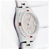 Image 3 : Rolex Ladies Stainless Steel Salmon Arabic Ruby and Diamond Datejust Wristwatch