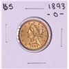 Image 1 : 1893-O $5 Liberty Head Half Eagle Gold Coin