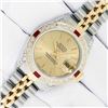 Image 2 : Rolex Ladies Two Tone Champagne Ruby and Diamond Datejust Wristwatch