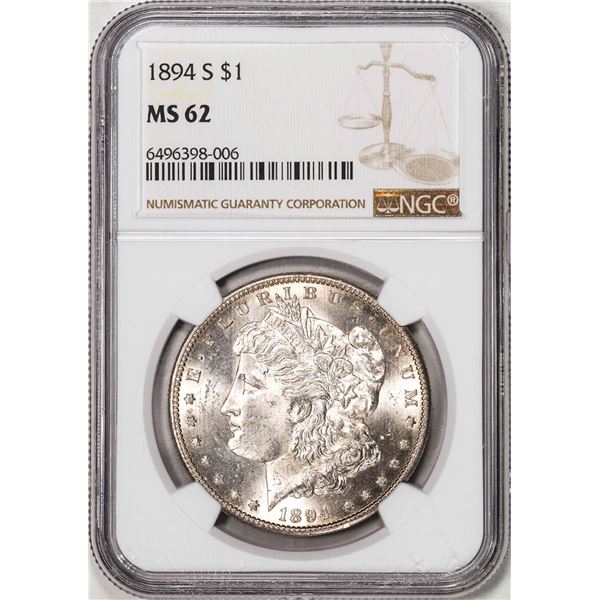 1894-S $1 Morgan Silver Dollar Coin NGC MS62