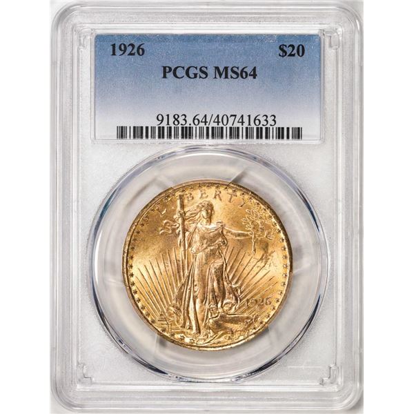 1926 $20 St. Gaudens Double Eagle Gold Coin PCGS MS64