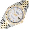 Image 1 : Rolex Mens Two Tone White Roman Pyramid Diamond Datejust Wristwatch With Rolex Box