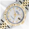 Image 2 : Rolex Mens Two Tone White Roman Pyramid Diamond Datejust Wristwatch With Rolex Box