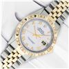 Image 3 : Rolex Mens Two Tone White Roman Pyramid Diamond Datejust Wristwatch With Rolex Box