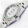 Image 4 : Rolex Ladies Stainless Steel White Roman Emerald and Diamond Datejust Wristwatch
