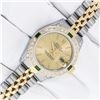 Image 2 : Rolex Ladies Two Tone Champagne Emerald and Diamond Datejust Wristwatch