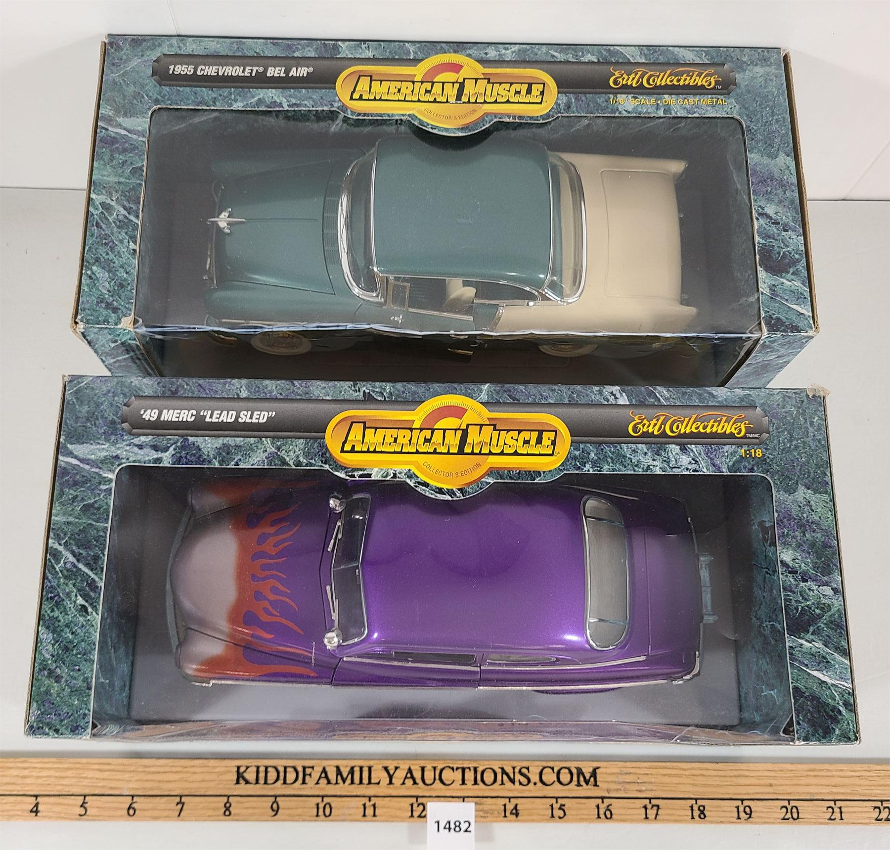 LOT OF 2 - ERTL AMERICAN MUSCLE DIECAST CARS INCL MERCURY & BEL AIR