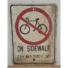 Image 1 : NO BIKING ON SIDEWALK METAL SIGN