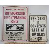 Image 1 : LOT OF 2 - AUTHORIZED PARKING AND AT OWNERS RISK SIGNS