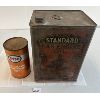 Image 1 : LOT OF 2 - STANDARD OIL 1 GAL CAN & ESSO 1 PINT TRANS FULID ( FULL) WRAP CAN