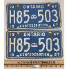 Image 1 : PAIR OF 1967 ONTARIO LICNESE PLATES 