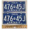 Image 1 : PAIR OF 1969 ONTARIO LICNESE PLATES 