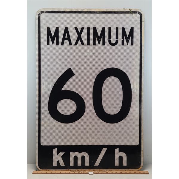 MAXIMUM 60 KM H METAL SIGN Kidd Family Auctions maximum-60-km-h-metal-sign-kidd-family-auctions