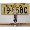 Image 1 : 1931 ONTARIO LICENSE PLATES W/ BRACKET