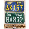 Image 1 : LOT OF 2 - 1972 & 1974 ONTARIO MOTOR BIKE PLATES