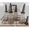 Image 1 : LOT OF 7 - EMBOSSED MOTOR OIL QUART BOTTLES W/ SPOUTS & CARRYING RACK