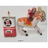 Image 1 : LOT OF 2 - WIND-UP TIN MONKEY ON HORSEBACK AND 3-IN-1 OILER